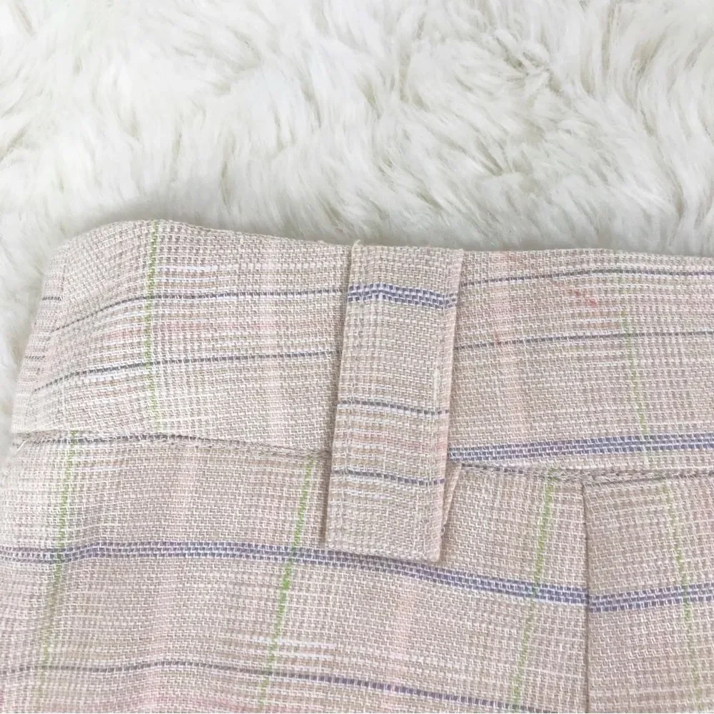 RAILS Ilena‎ Linen Trouser Shorts High Waist Sand Check Cream Plaid Size 12 New
